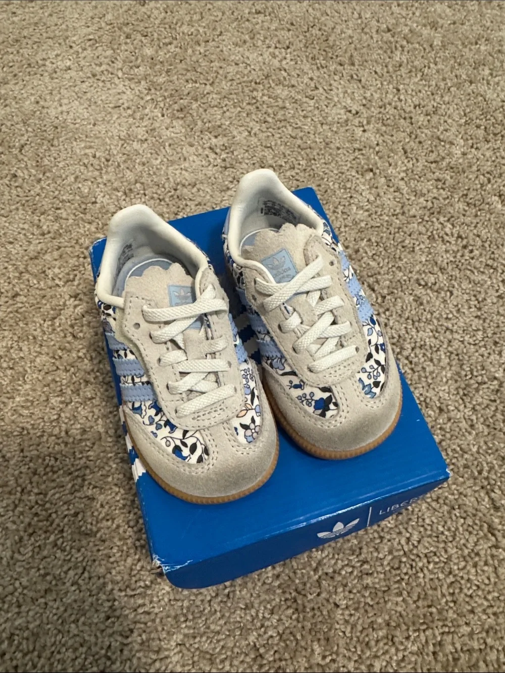 adidas Kids Sneakers with Blue Floral Accents